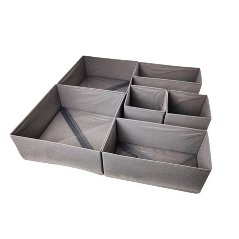 Foldable Drawer Organiser Storage Boxes, Set of 6 - Dark Grey