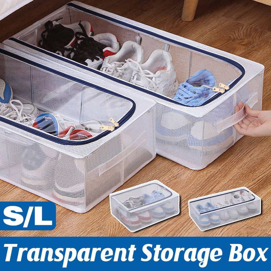Foldable Dustproof Shoe Storage Box with Zip Lid - Small (30 x 40 x 15 cm)