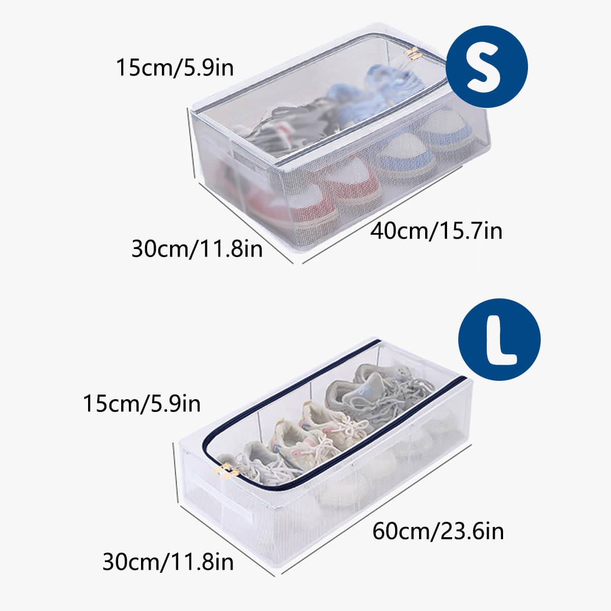 Foldable Dustproof Shoe Storage Box with Zip Lid - Small (30 x 40 x 15 cm) - view 2