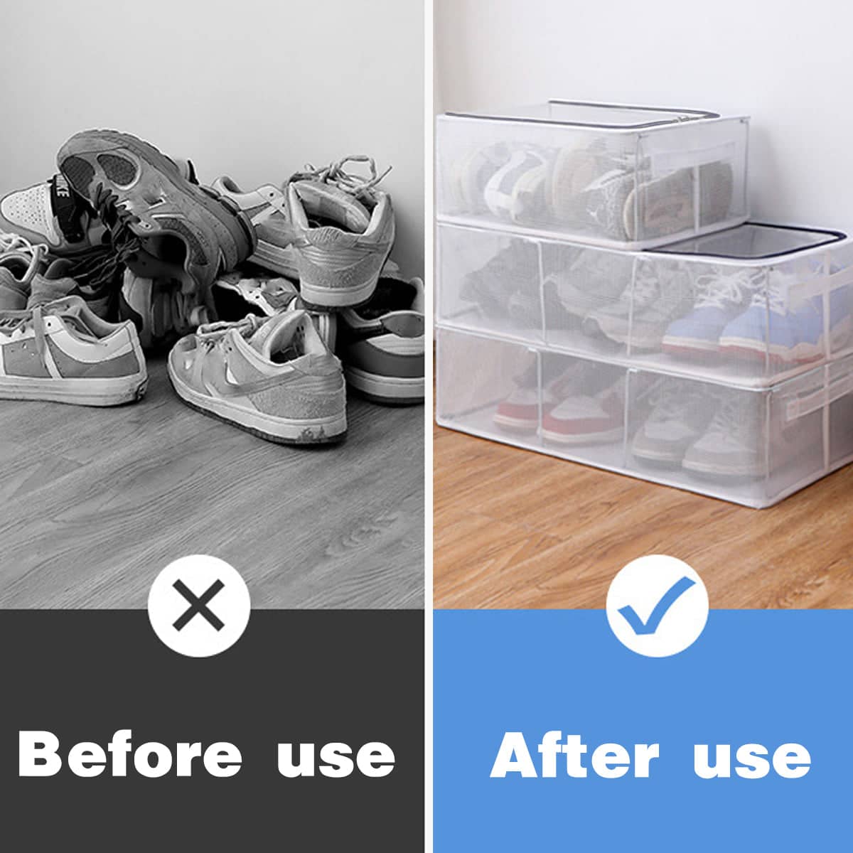 Foldable Dustproof Shoe Storage Box with Zip Lid - Small (30 x 40 x 15 cm) - view 3