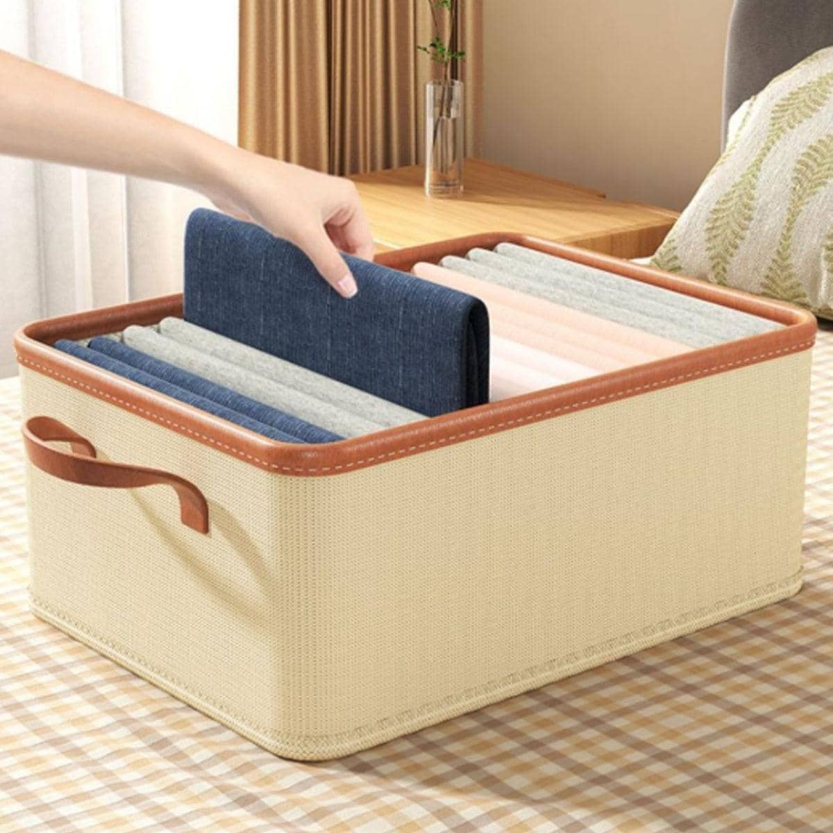 Foldable Fabric Clothes Storage Box Organiser, Pack of 3 Sizes - view 4