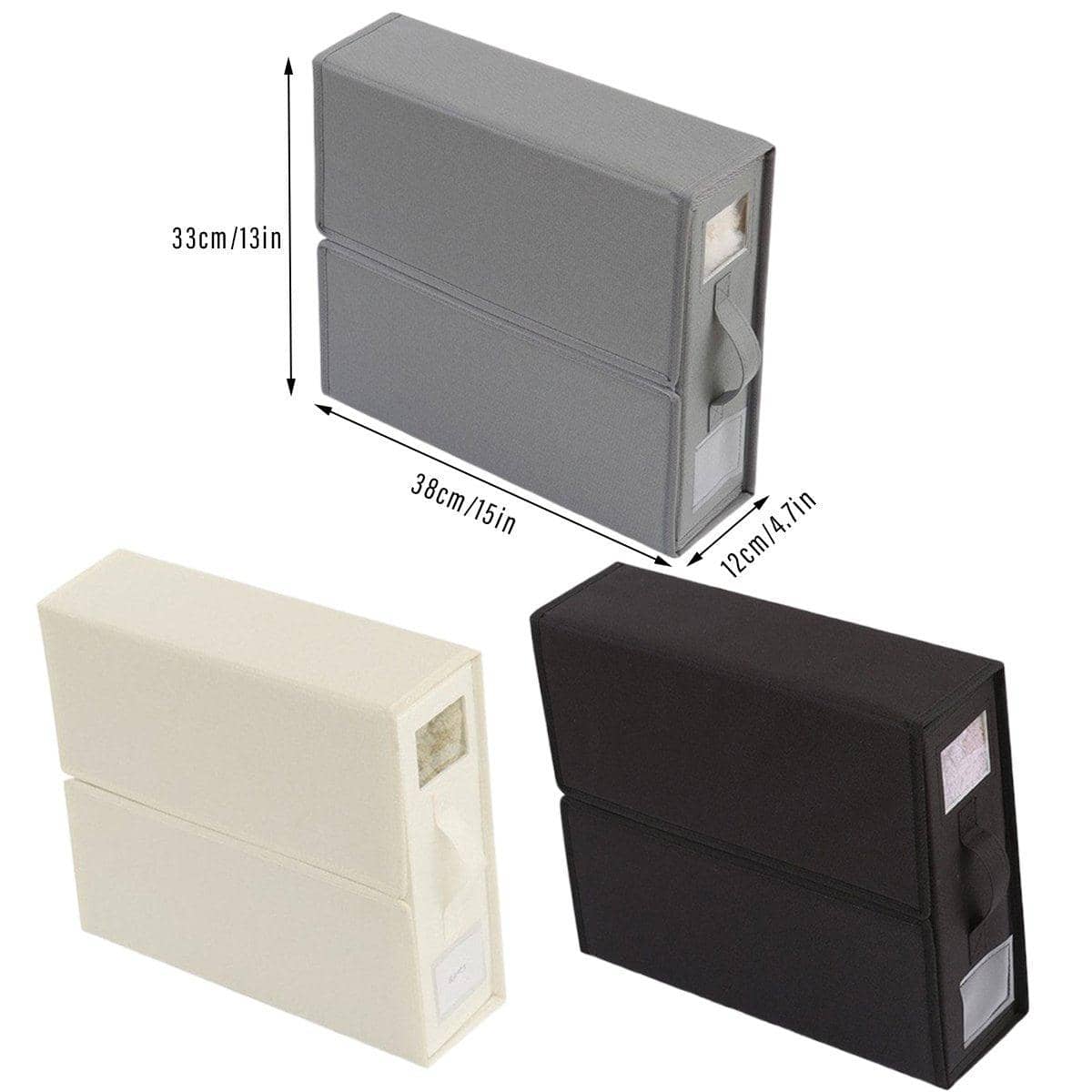 Foldable Fabric Storage Boxes with Handle, Set of 4 - Black - view 4