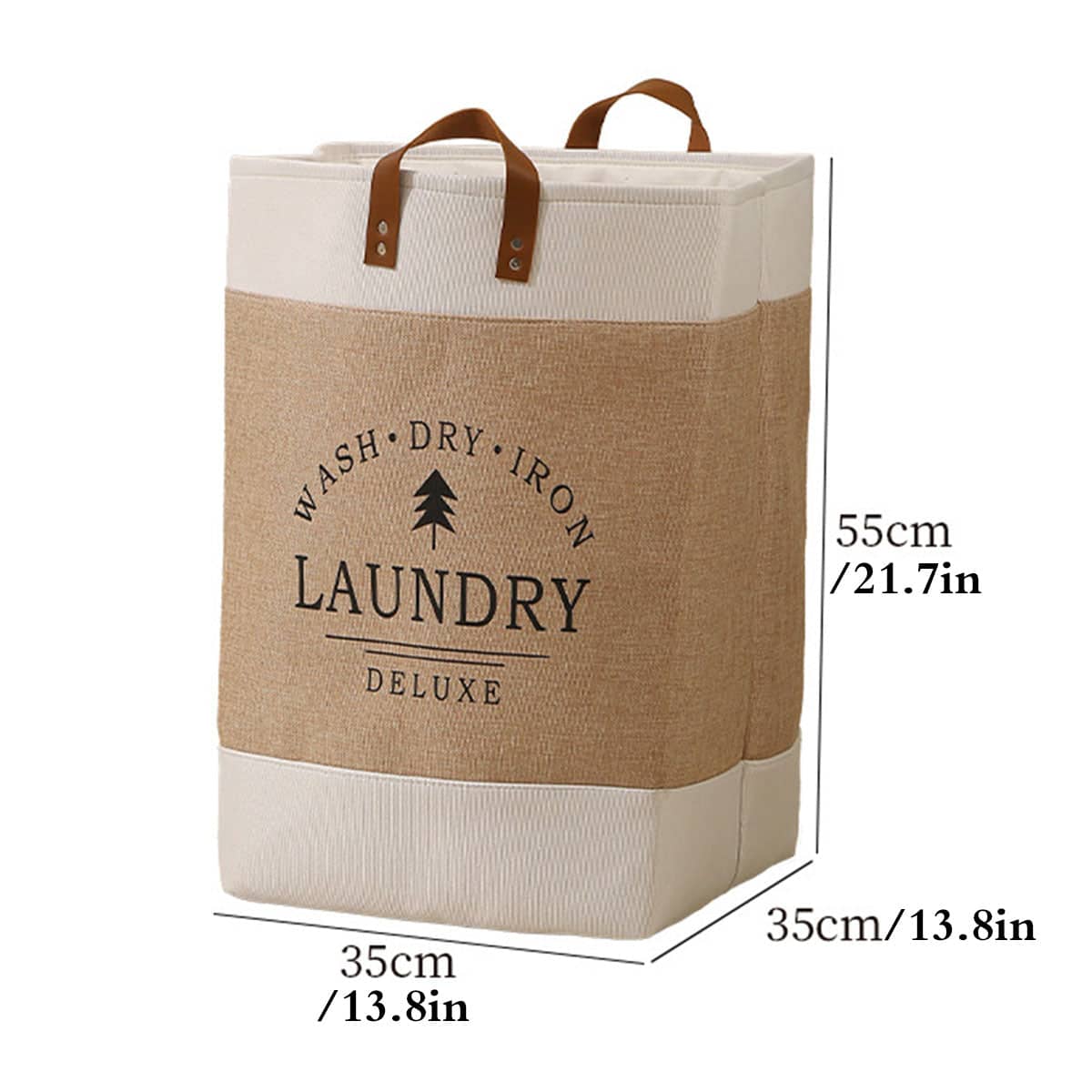 Foldable Faux Linen Laundry Basket Clothes Storage Bin Dirty Clothes Hamper - view 3