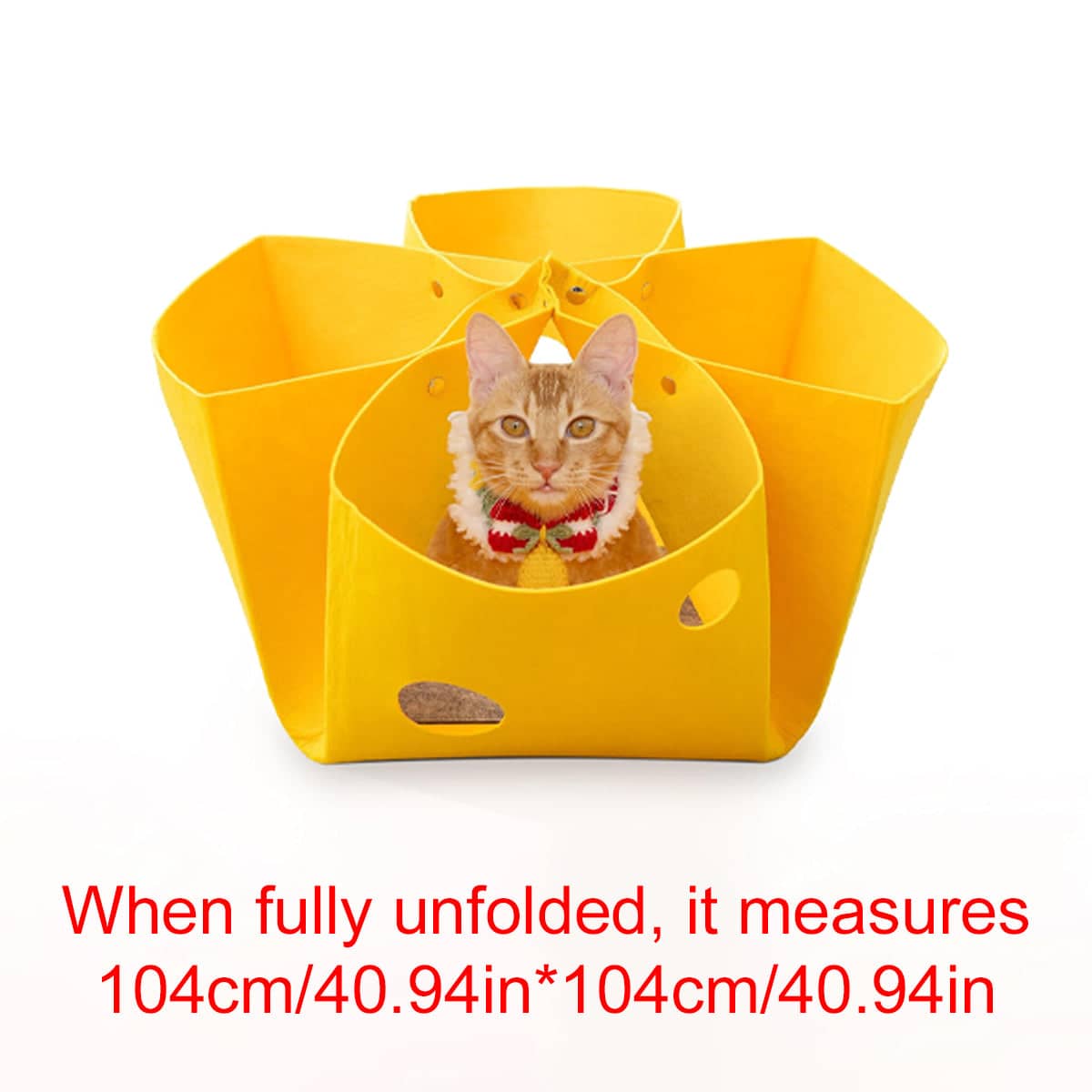 Foldable Felt Cat Nest Semi Enclosed Cat Tunnel and House Bed with Feather Toy - view 3