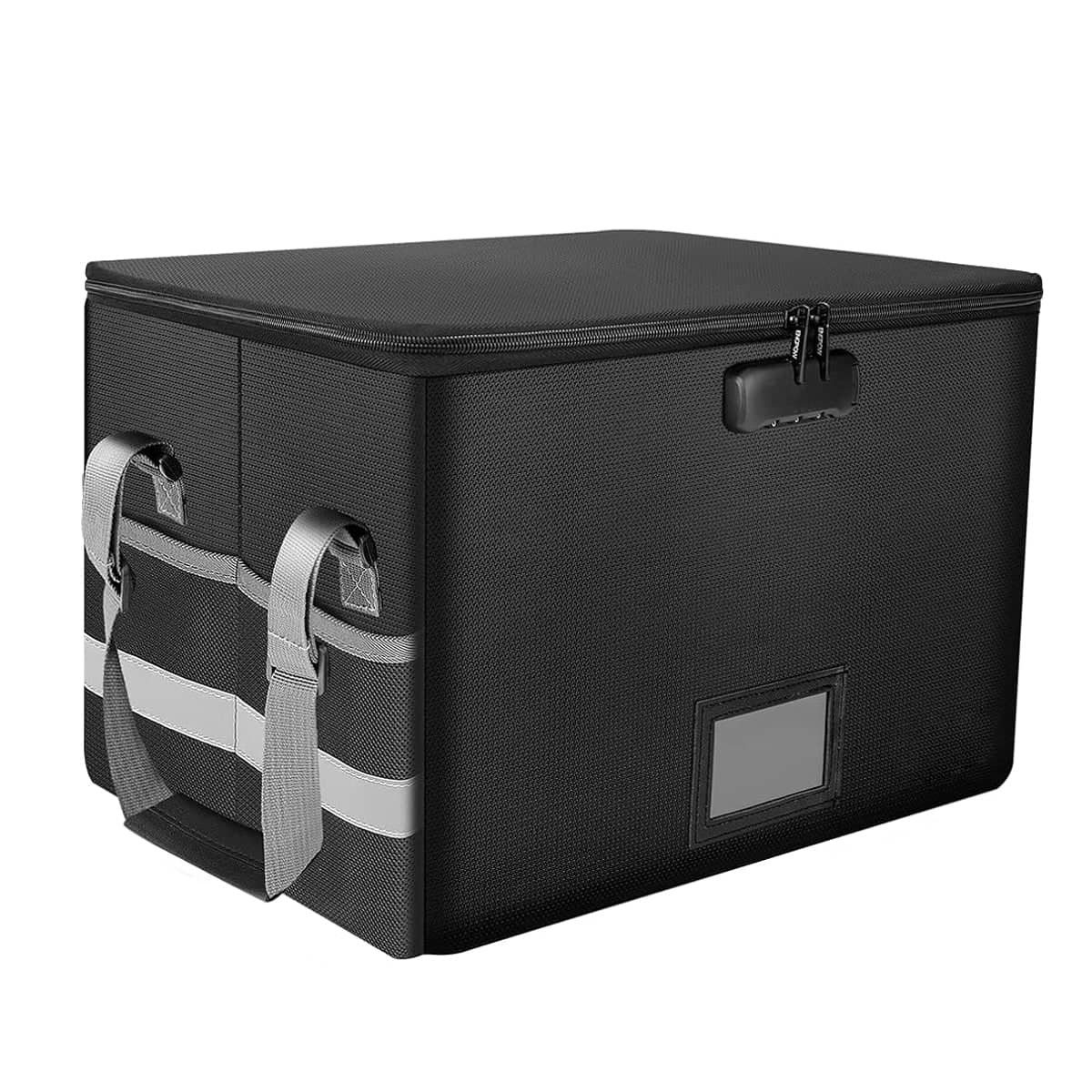 Foldable Fireproof Lockable File Box for Documents, Black, 39.5 x 30.5 x 26.5 cm - view 2