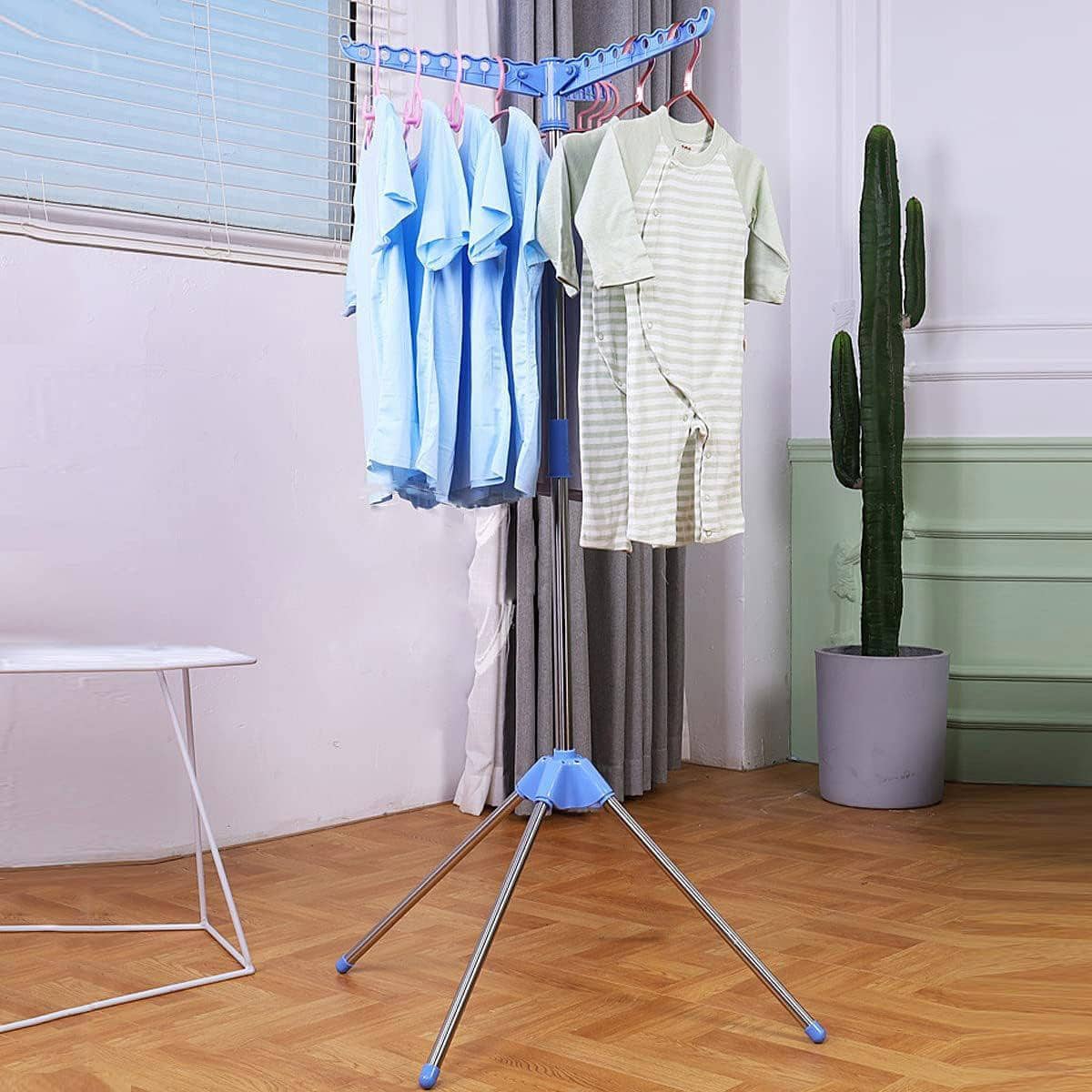 Foldable Floor Drying Rack for Coats and Hats, Triangle Base - view 5