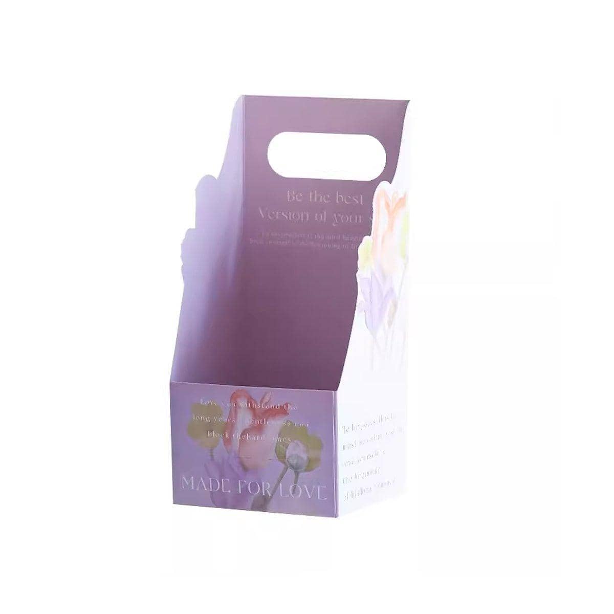 Foldable Flower Gift Boxes with Handle - Purple, Pack of 30