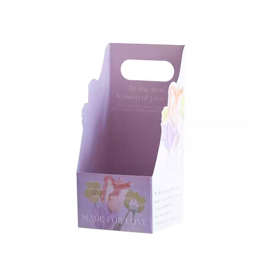 Foldable Flower Gift Boxes with Handle - Purple, Pack of 30