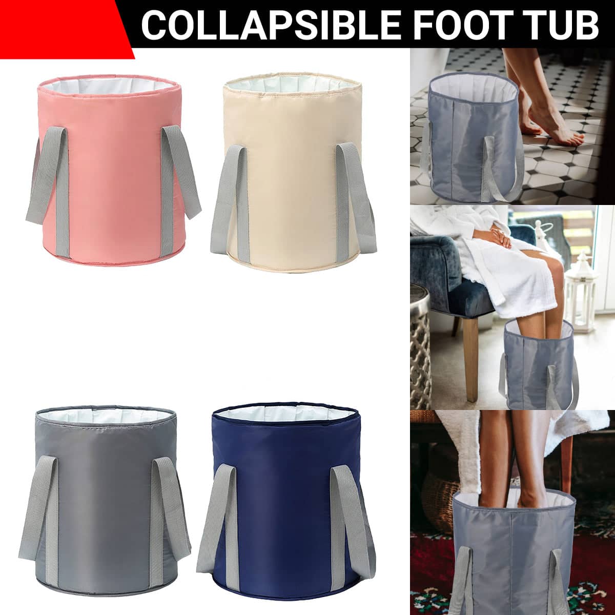 Foldable Foot Soaking Bucket with Thermal Aluminium Liner - Pink - view 2
