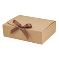 Foldable Gift Boxes with Ribbon Bow, Pack of 10 - Kraft Brown