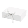 Foldable Gift Boxes with Ribbon Bow, Pack of 10 - White