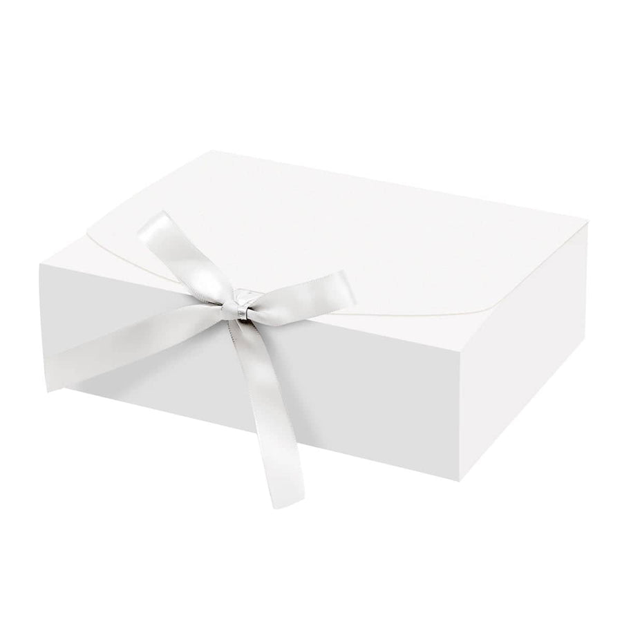 Foldable Gift Boxes with Ribbon Bow, Pack of 10 - White
