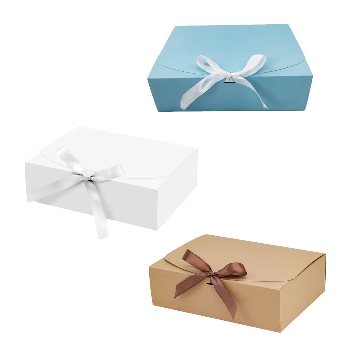 Foldable Gift Boxes with Ribbon Bow, Pack of 10 - White - view 3