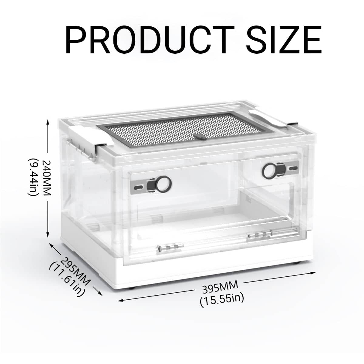 Foldable Hamster Breeding Box, Clear Small Pet Habitat with Mesh Top - view 3