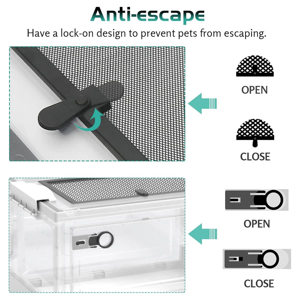 Foldable Hamster Breeding Box, Clear Small Pet Habitat with Mesh Top - view 4