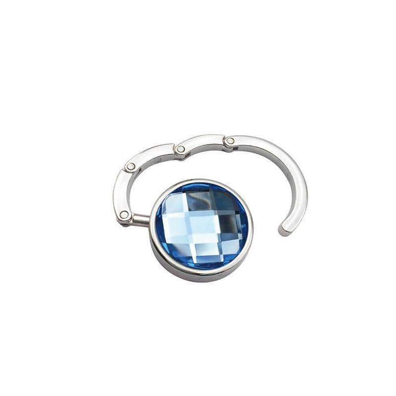 Foldable Handbag Hook with Crystal, 4.5 cm - Blue