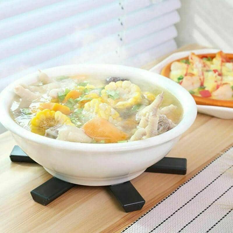 Foldable Heat Insulation Placemat Pad for Bowls and Cups, Black - view 5