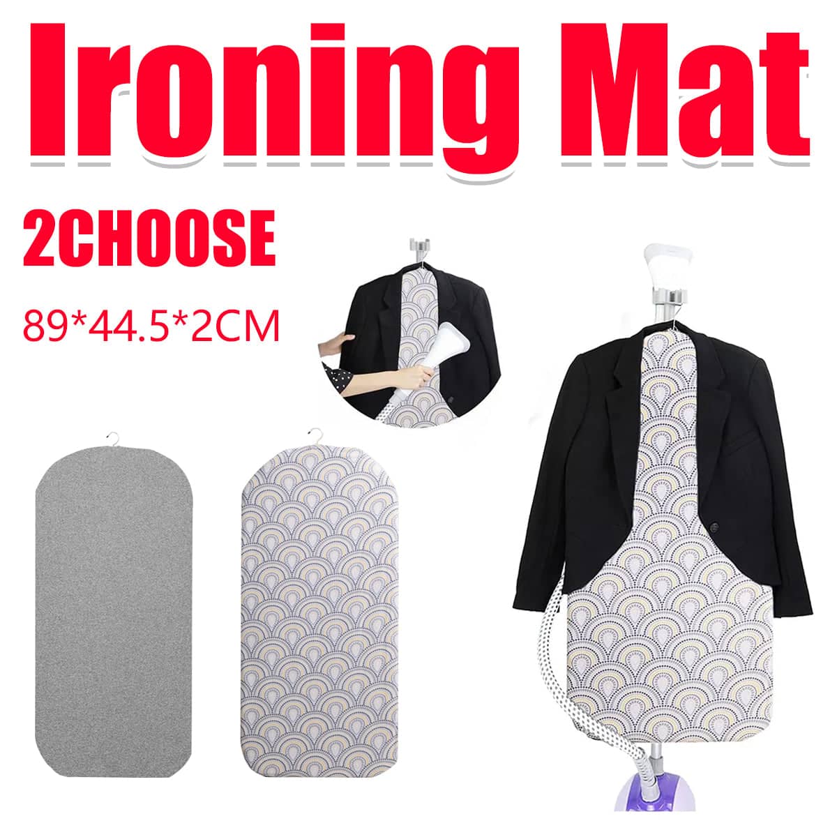 Foldable Heat Resistant Non-Slip Hanging Ironing Mat, 89 x 44.5 cm - Peacock Pattern - view 2