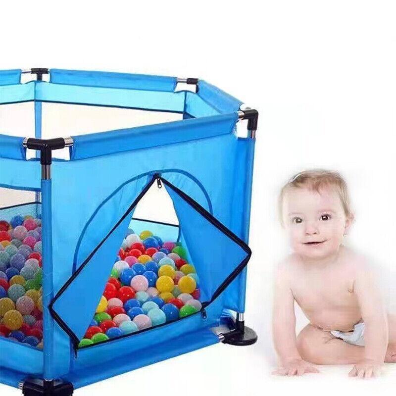 Foldable Indoor Playpen with Zippered Gate, 130 cm - Dark Blue - view 4