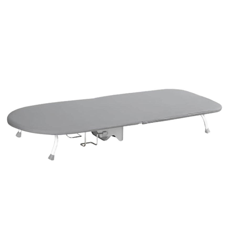 Foldable Ironing Board with Iron Holder and Wall Mount, Compact Laundry Press - Grey and White