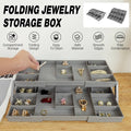 Foldable Jewellery Storage Organiser Box, Grey - Two Layer - view 2