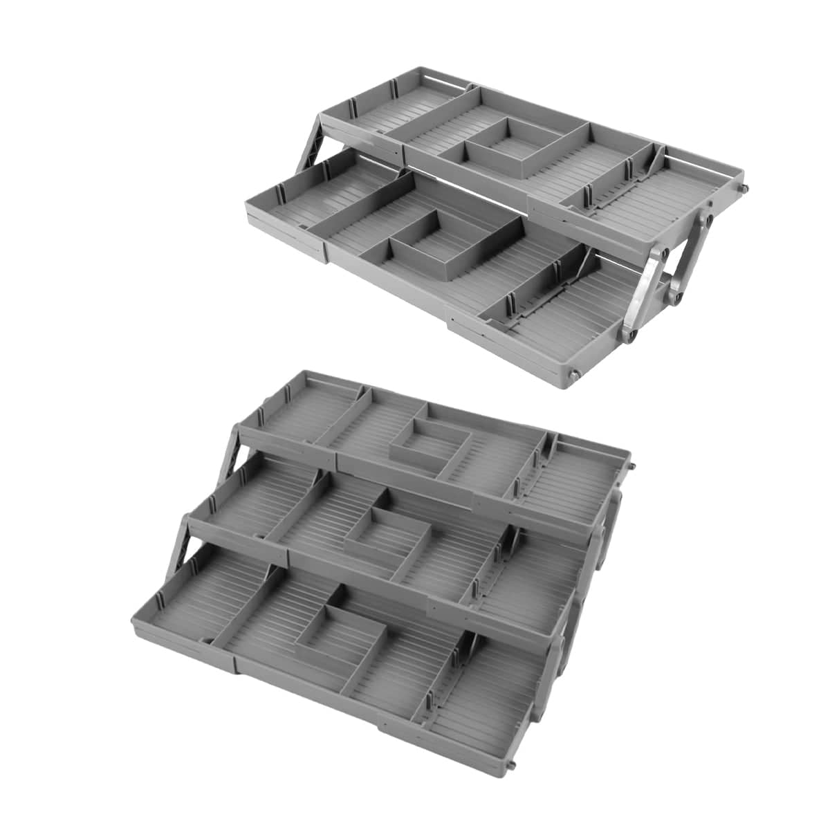 Foldable Jewellery Storage Organiser Box, Grey - Two Layer - view 3