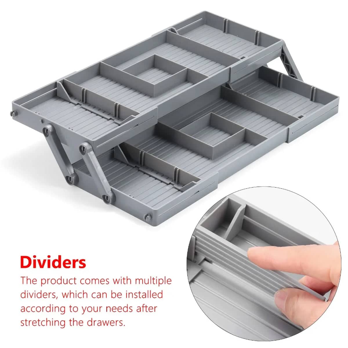 Foldable Jewellery Storage Organiser Box, Grey - Two Layer - view 5