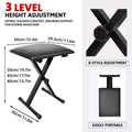 Foldable Keyboard Stool, 3-Level Adjustable Height Piano Bench - Black - view 3