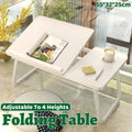 Foldable Laptop Bed Table Bedside Desk for Dorm Study with Cup Holder, White