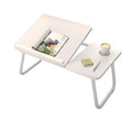 Foldable Laptop Bed Table Bedside Desk for Dorm Study with Cup Holder, White - view 2