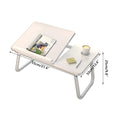 Foldable Laptop Bed Table Bedside Desk for Dorm Study with Cup Holder, White - view 3