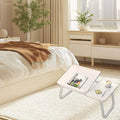 Foldable Laptop Bed Table Bedside Desk for Dorm Study with Cup Holder, White - view 5