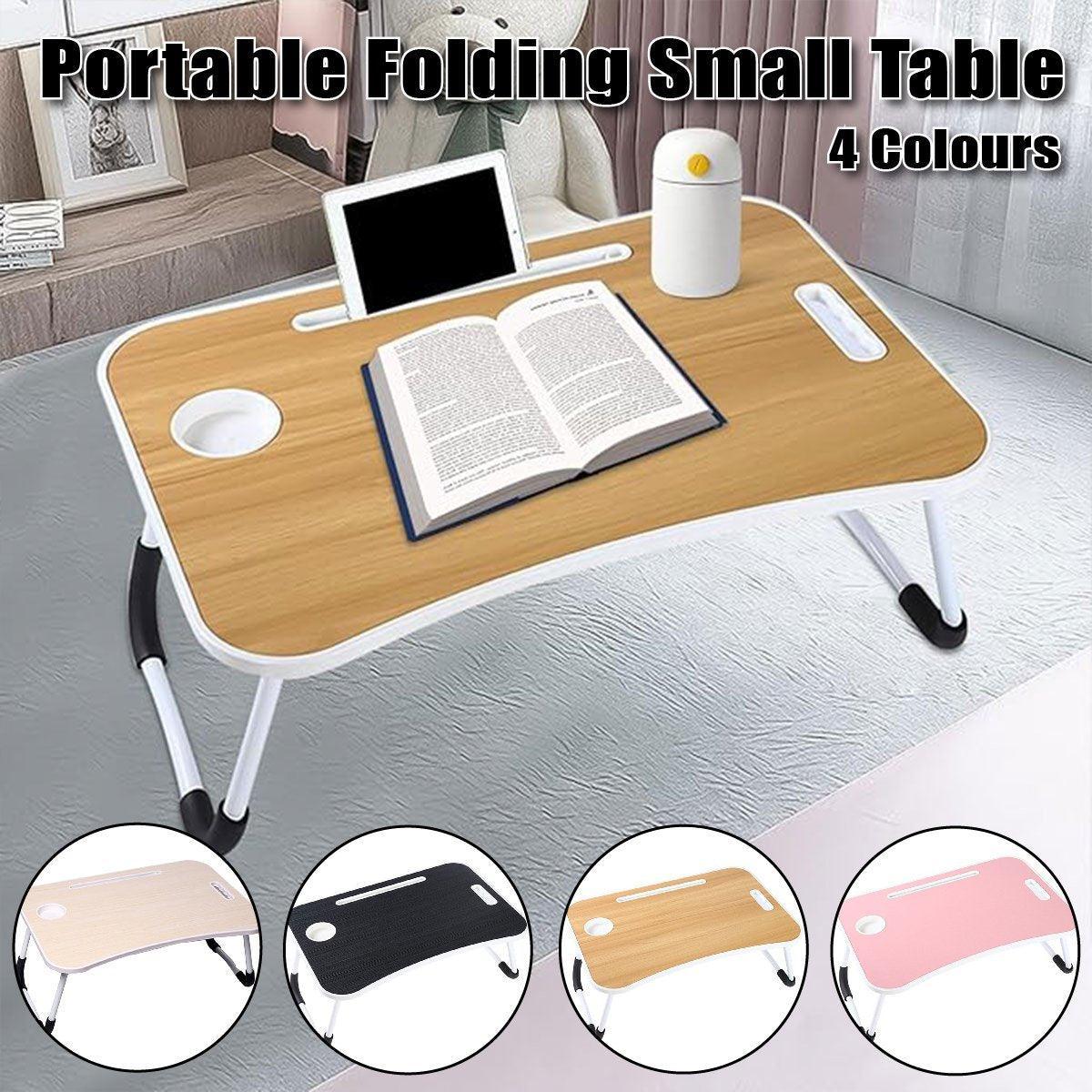Foldable Laptop Bed Table with Cup Slot and Phone Stand - Black - view 14