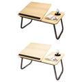 Foldable Laptop Desk with 5 Height Levels for Bed and Sofa - Walnut - view 3