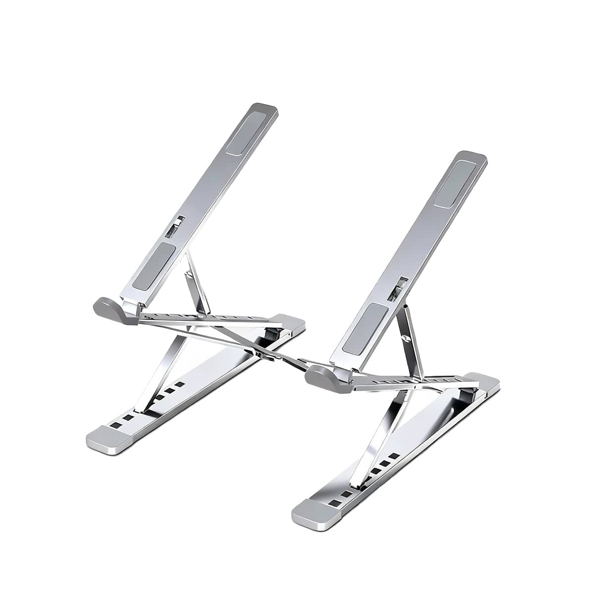Foldable Laptop Stand with Adjustable Height, Aluminium - Silver