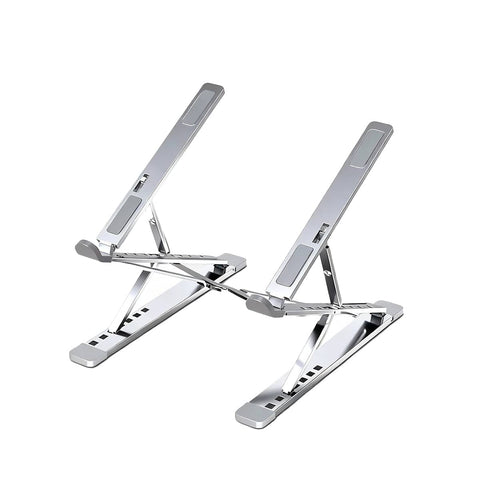 Foldable Laptop Stand with Adjustable Height, Aluminium - Silver