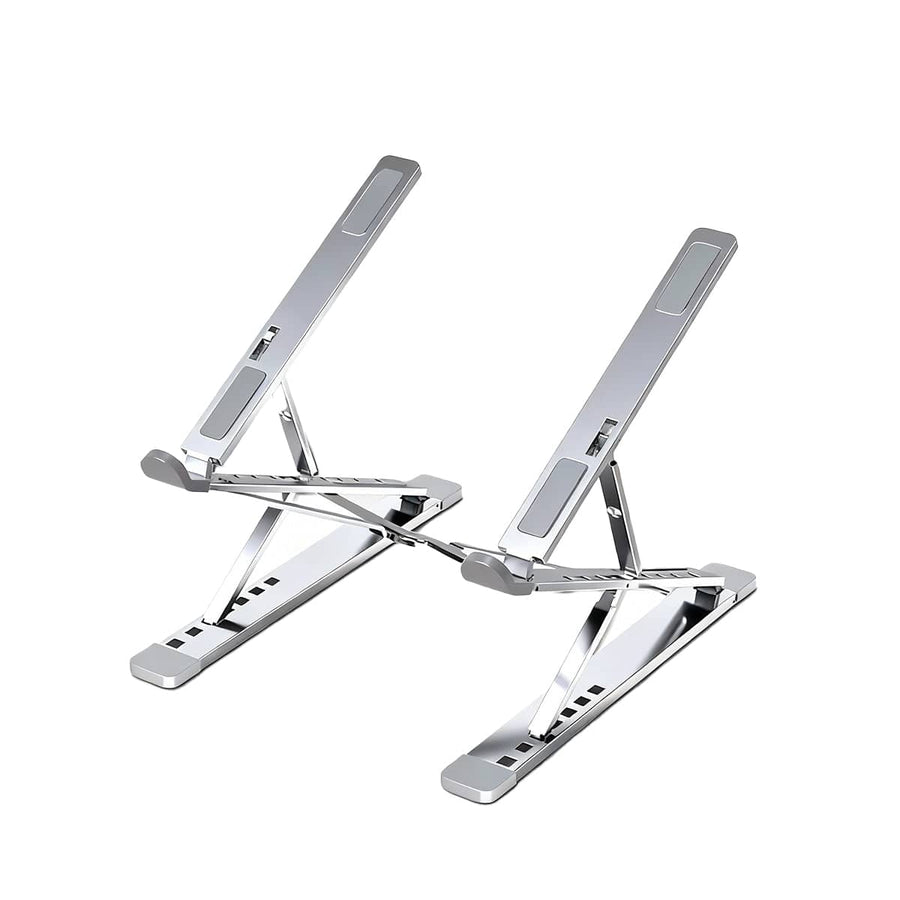 Foldable Laptop Stand with Adjustable Height, Aluminium - Silver