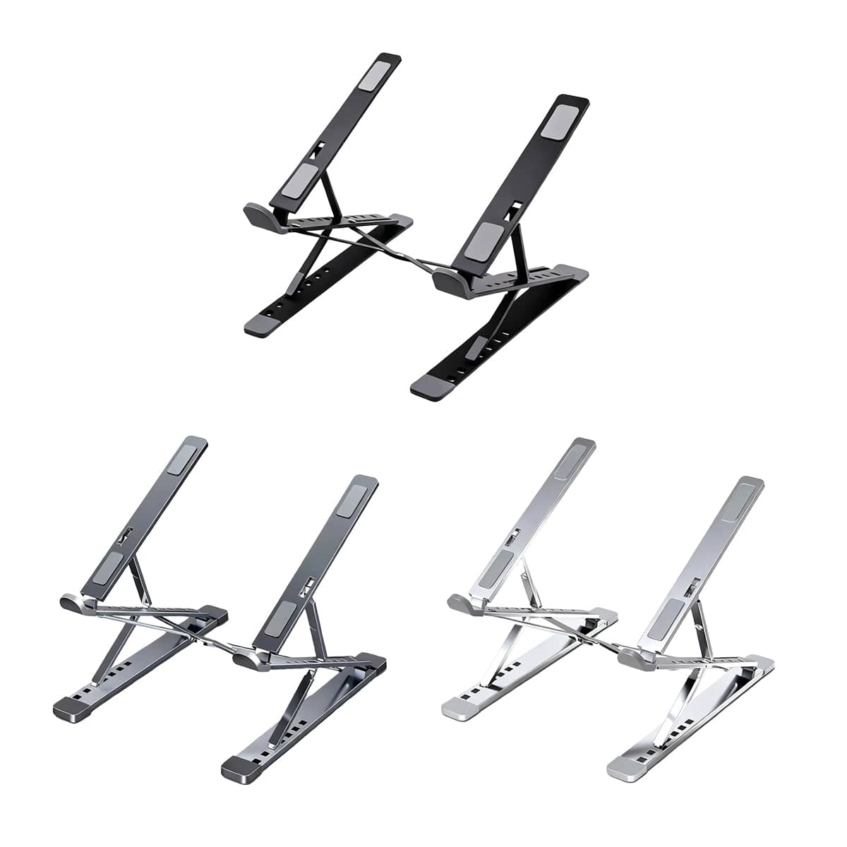 Foldable Laptop Stand with Adjustable Height, Aluminium - Silver - view 3