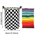 Foldable Laundry Basket with Handles, Waterproof Fabric - White with Black Triangles - view 3