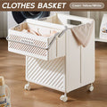 Foldable Laundry Hamper with Locking Swivel Wheels - Cream - view 2