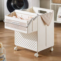 Foldable Laundry Hamper with Locking Swivel Wheels - Cream - view 5