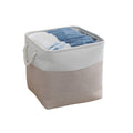 Foldable Linen Fabric Laundry Basket - White Top and Khaki Base