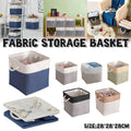 Foldable Linen Fabric Laundry Basket - White Top and Khaki Base - view 2