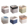 Foldable Linen Fabric Laundry Basket - White Top and Khaki Base - view 3
