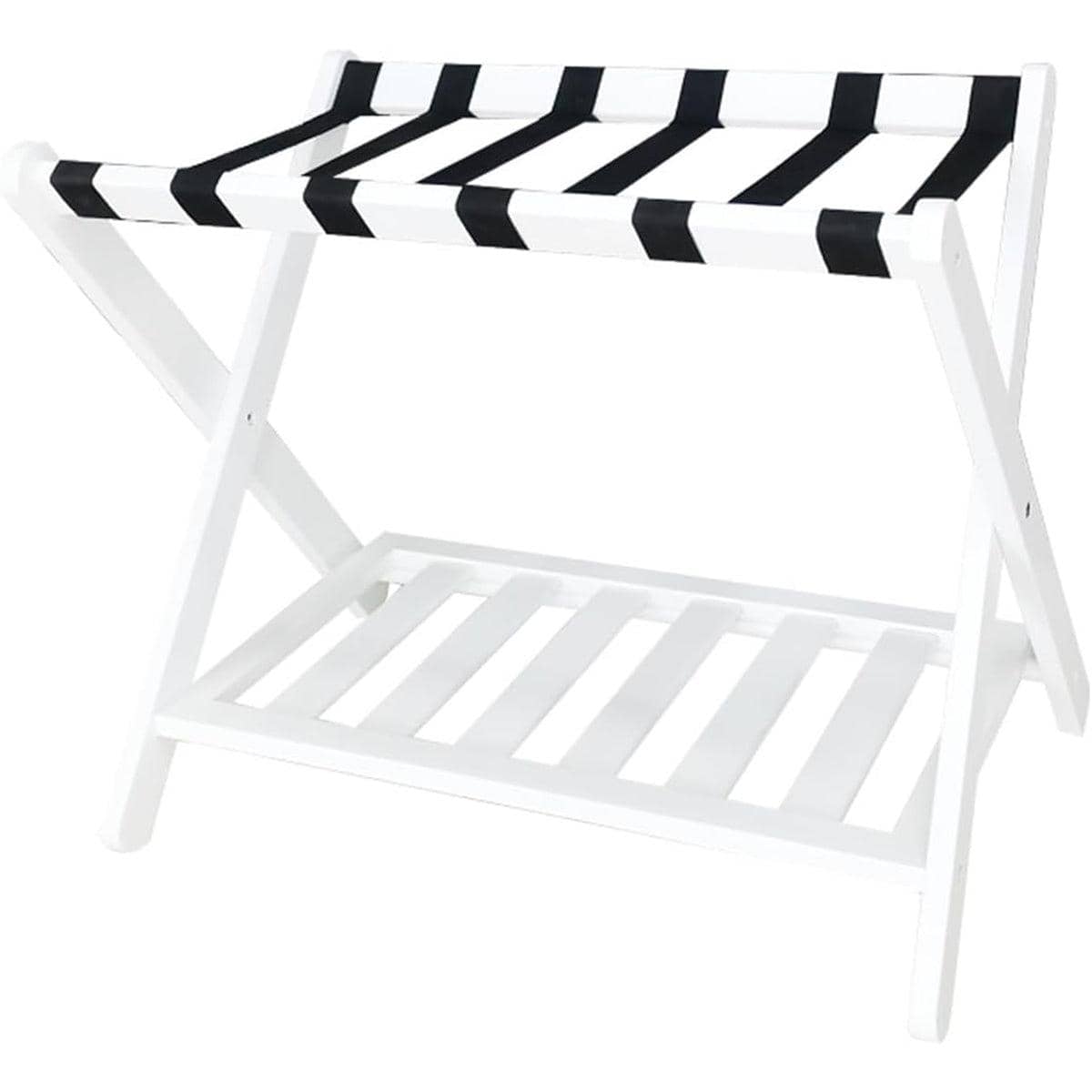 Foldable Luggage Rack Stand, White Bamboo with Bottom Shelf for Bedroom - view 2