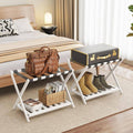 Foldable Luggage Rack Stand, White Bamboo with Bottom Shelf for Bedroom - view 4