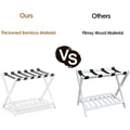 Foldable Luggage Rack Stand, White Bamboo with Bottom Shelf for Bedroom - view 5