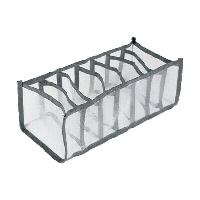 Foldable Mesh Drawer Organiser, 7 Grids - Grey