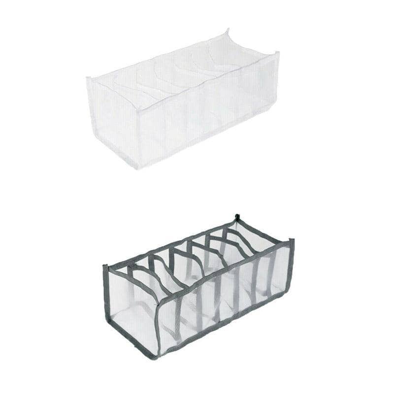 Foldable Mesh Drawer Organiser, 7 Grids - Grey - view 3