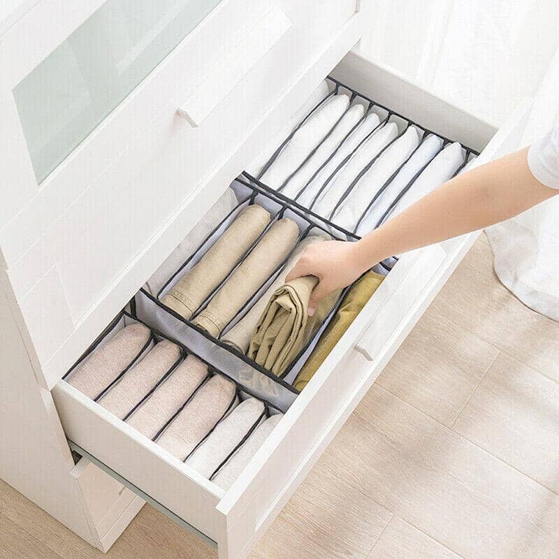 Foldable Mesh Drawer Organiser, 7 Grids - Grey - view 5